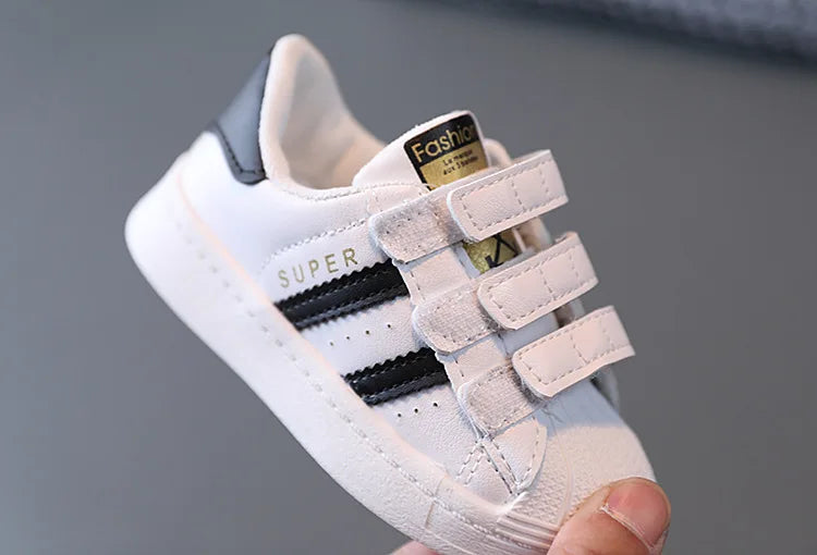 Children's Sneakers Kids White Non-slip Casual School Shoes Boys Girls Hook Breathable Sneakers Toddler Outdoor Flat Board Shoes