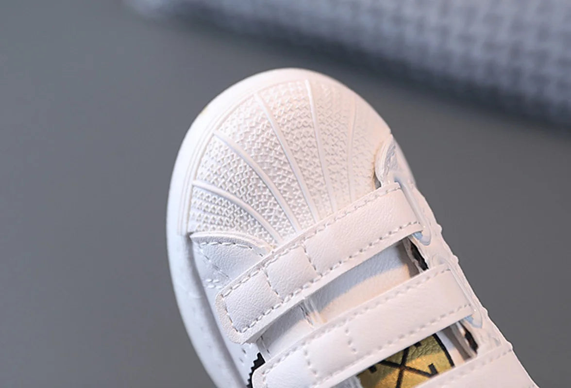 Children's Sneakers Kids White Non-slip Casual School Shoes Boys Girls Hook Breathable Sneakers Toddler Outdoor Flat Board Shoes