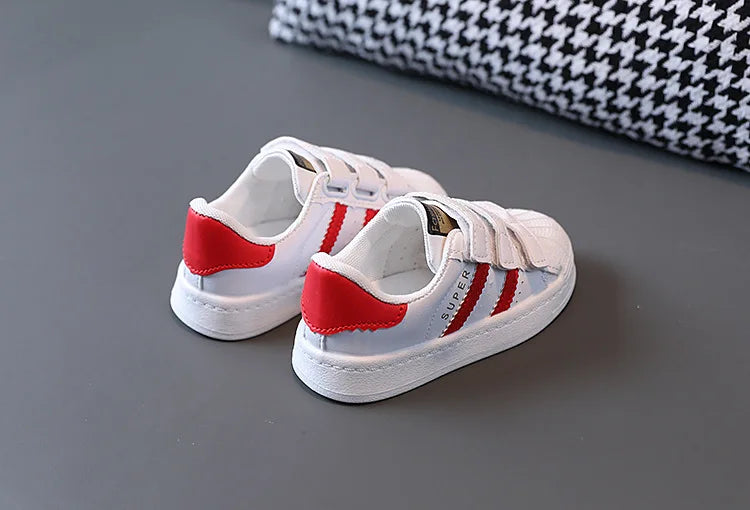 Children's Sneakers Kids White Non-slip Casual School Shoes Boys Girls Hook Breathable Sneakers Toddler Outdoor Flat Board Shoes