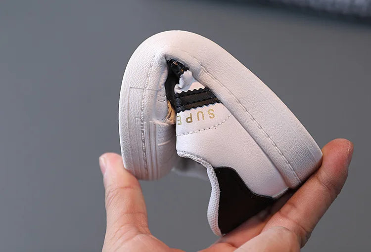 Children's Sneakers Kids White Non-slip Casual School Shoes Boys Girls Hook Breathable Sneakers Toddler Outdoor Flat Board Shoes