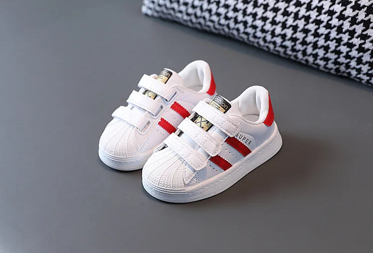 Children's Sneakers Kids White Non-slip Casual School Shoes Boys Girls Hook Breathable Sneakers Toddler Outdoor Flat Board Shoes