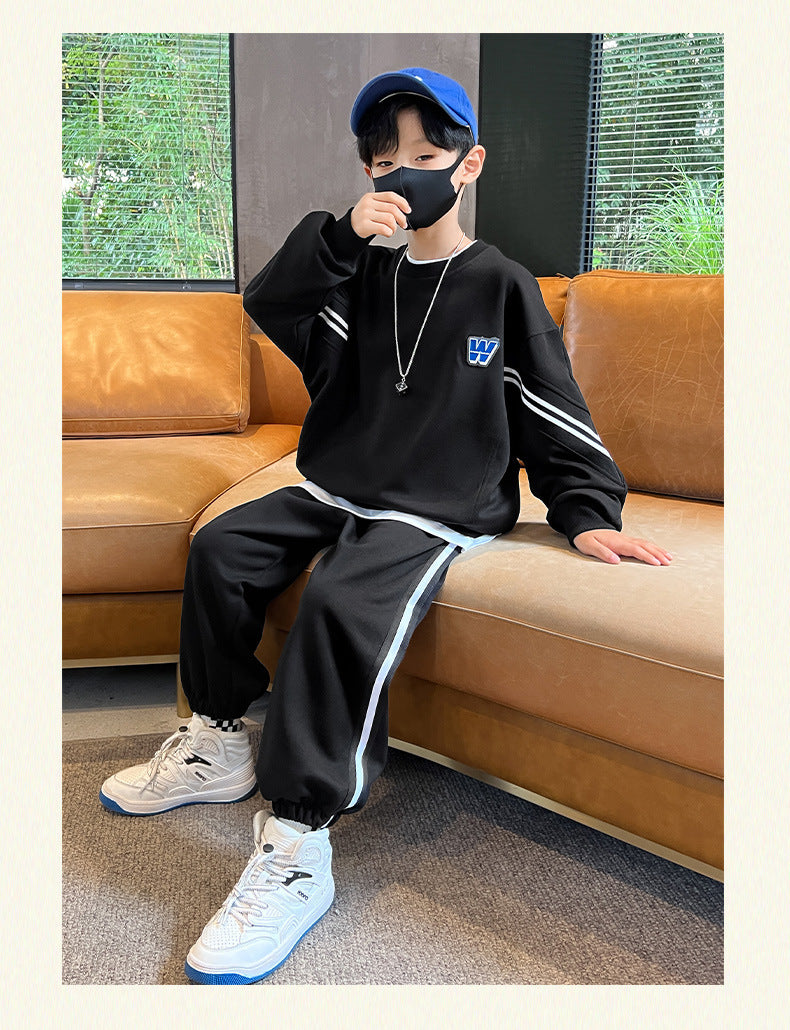 Boys Sportswear Sets 2025 New Fashion Kids Suits Spring Autumn Children Casual Pullovers Outfits Teenager Sports Top+Pants 2Pcs