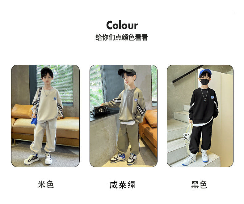Boys Sportswear Sets 2025 New Fashion Kids Suits Spring Autumn Children Casual Pullovers Outfits Teenager Sports Top+Pants 2Pcs