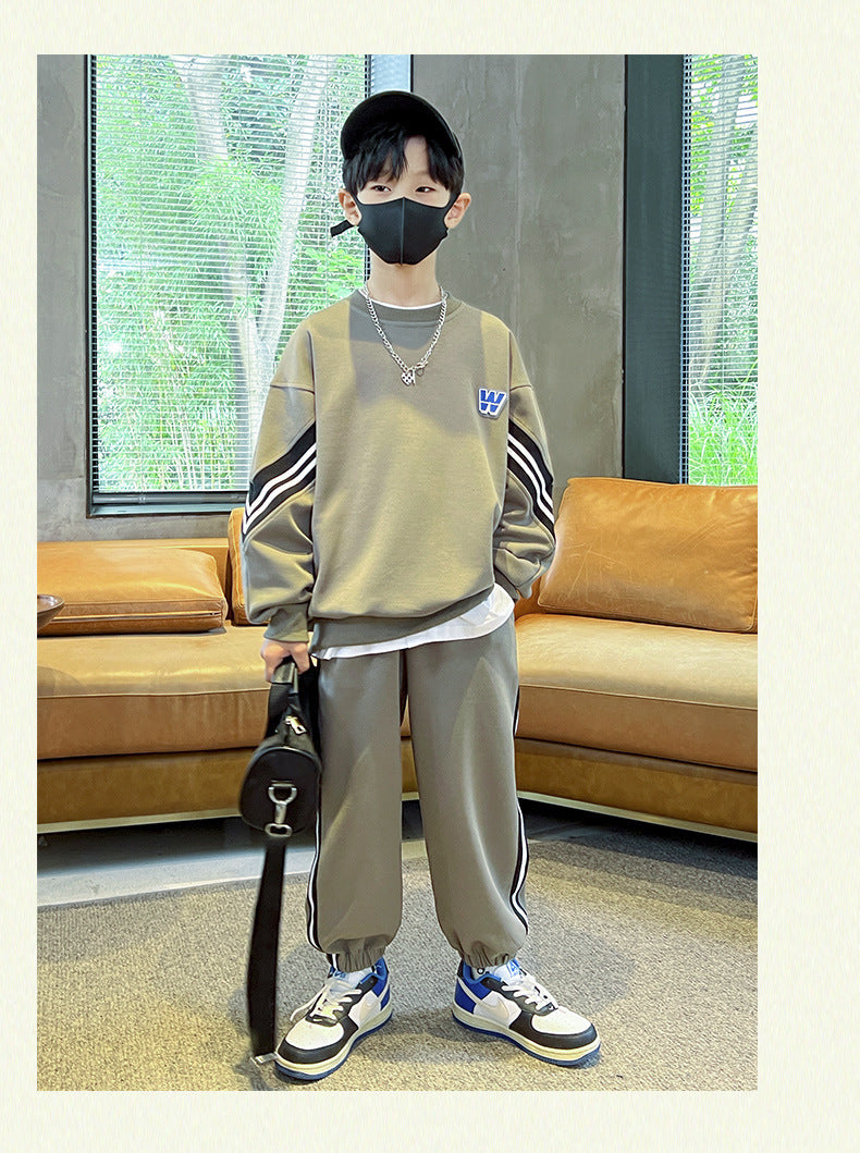 Boys Sportswear Sets 2025 New Fashion Kids Suits Spring Autumn Children Casual Pullovers Outfits Teenager Sports Top+Pants 2Pcs