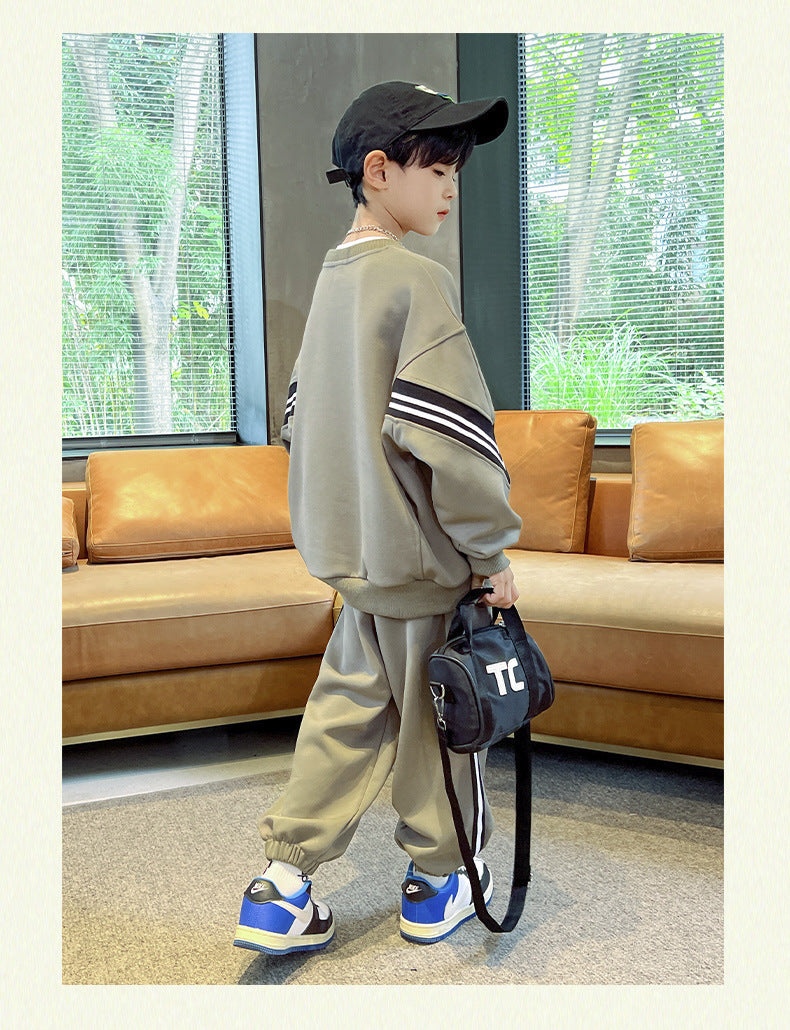 Boys Sportswear Sets 2025 New Fashion Kids Suits Spring Autumn Children Casual Pullovers Outfits Teenager Sports Top+Pants 2Pcs