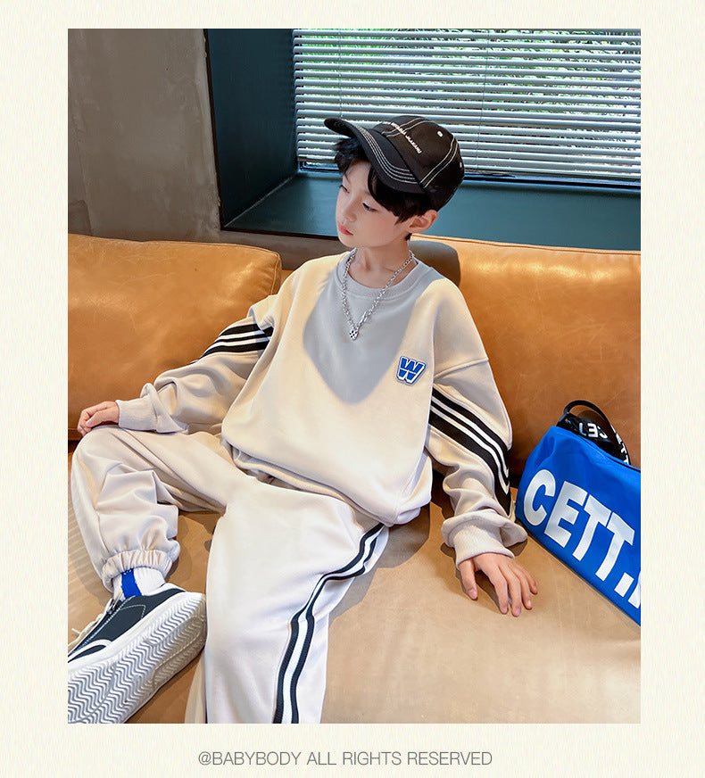 Boys Sportswear Sets 2025 New Fashion Kids Suits Spring Autumn Children Casual Pullovers Outfits Teenager Sports Top+Pants 2Pcs