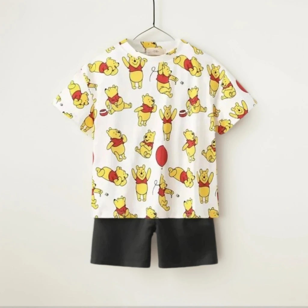 Children's All Over Print Casual Sets Lion King Winnie The Pooh Mickey Print Kids Loose Two Piece Sets Summer New Boys And Girls
