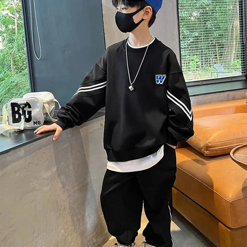 Boys Sportswear Sets 2025 New Fashion Kids Suits Spring Autumn Children Casual Pullovers Outfits Teenager Sports Top+Pants 2Pcs