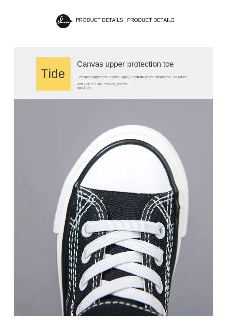 Canvas Shoes Student Casual New Children Hook and Loop Slip on Flat Board Shoes Kids Soft Bottom Non Slip Breathable Sneakers