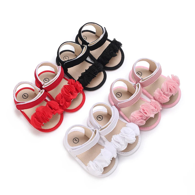 Cute Little Flowers Baby Girls Sandals Summer Shoes Outdoor First Walker Toddler Girls Shoes for Summer