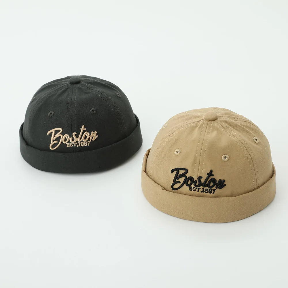 Solid Color Baby Dome Melon Cap Letter Embroidery Kids Cotton Brimless Hat Casual Boys Girls Hip Hop Docker Caps
