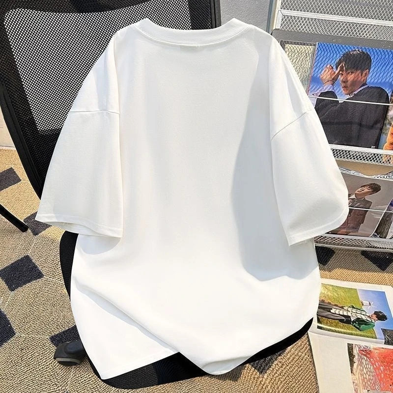 Cute Girls Pure Cotton Printed Short Sleeve T-Shirt Crew Neck Kids Summer Casual Top Big Middle Child Breathable Trendy Tee