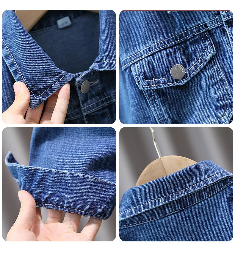 Cartoon Spiderman Print Boys' Casual Single-Button Denim Jacket Spring Autumn New Style Children's Jeans Coat for Ages 2-11