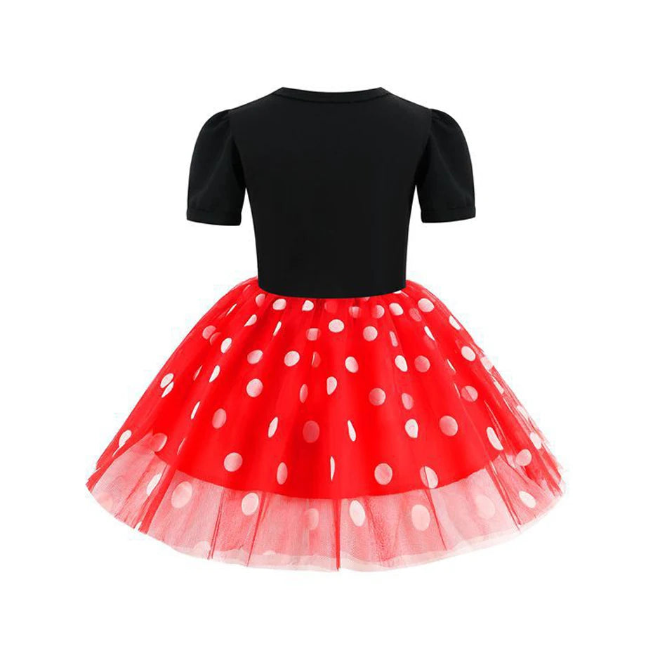 New Polka Dot Princess Dress for Baby Girls Minnie Mesh Bow Dress Birthday Party Gown Halloween Carnival Cosplay Costume