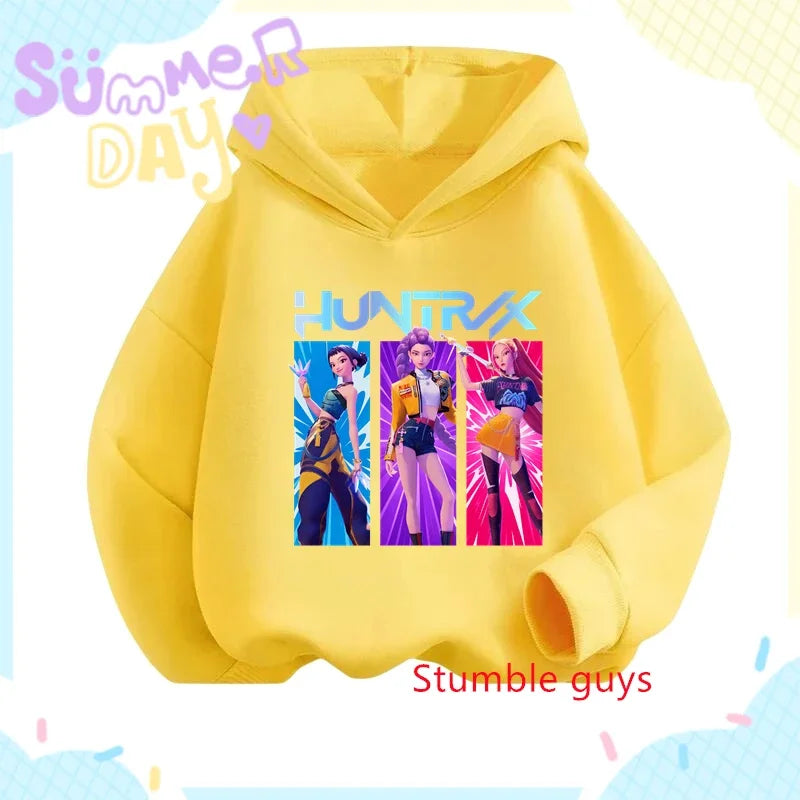 Kpop Demon Hunters Girls Hoodie Autumn Rumi Anime Soft Warm Daily Wear Sweet Print Boys Hooded Sweatshirt