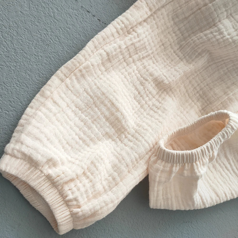 Summer Kids Cotton Line Harem Pant Children Clothes Girl Boy Solid Colour Cropped Pants Casual Girls Pants