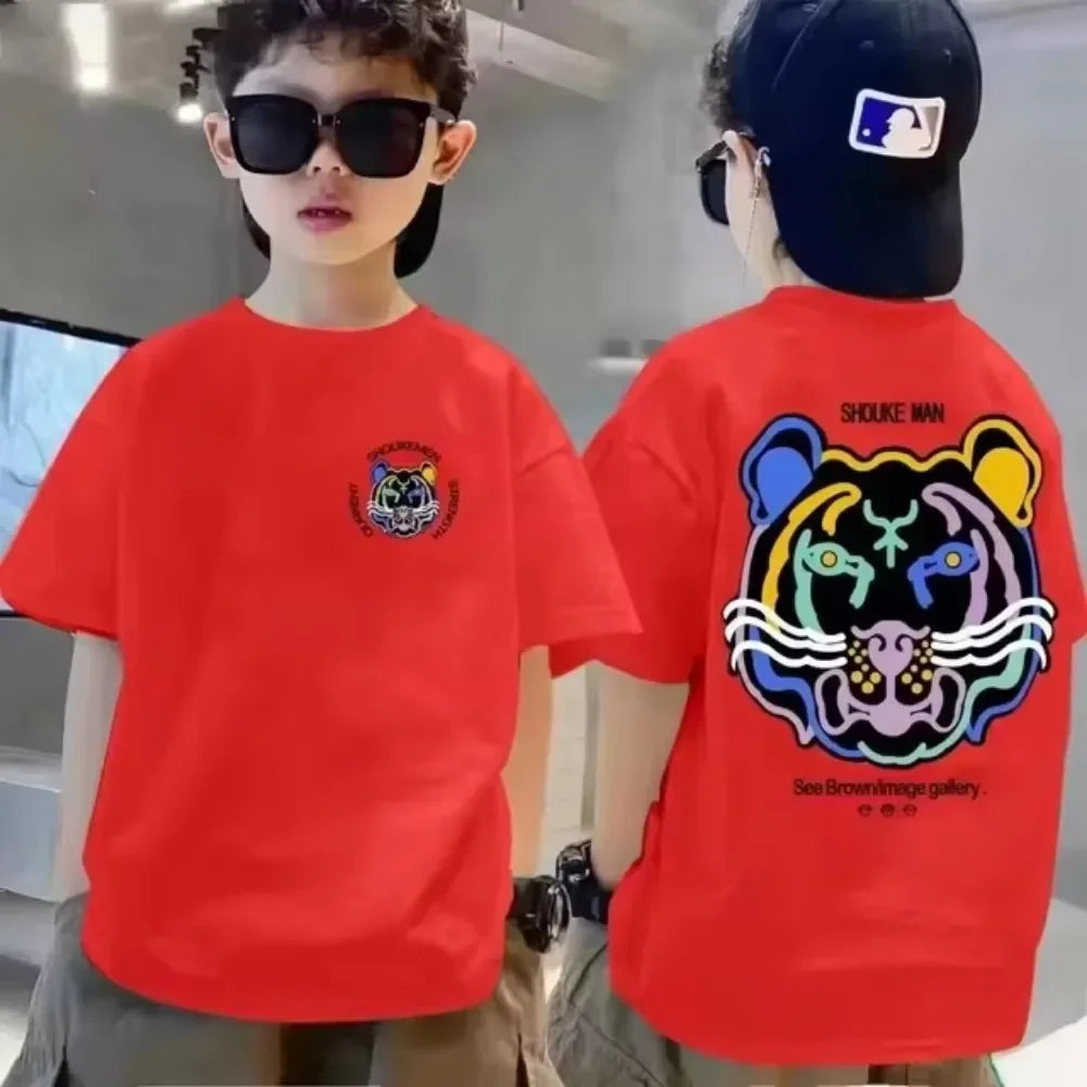 100% Cotton Kids T-shirt Summer Streetwear Cool Graffiti Print Boys Girls Short Sleeve Children Tops High Quality