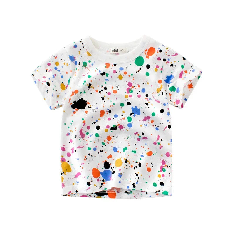 2-9 Y Boys T-Shirts Cartoon Animals Baby Kids Tees Children Cotton Short Sleeves Summer Tops Car Dinosaur Shark Printing