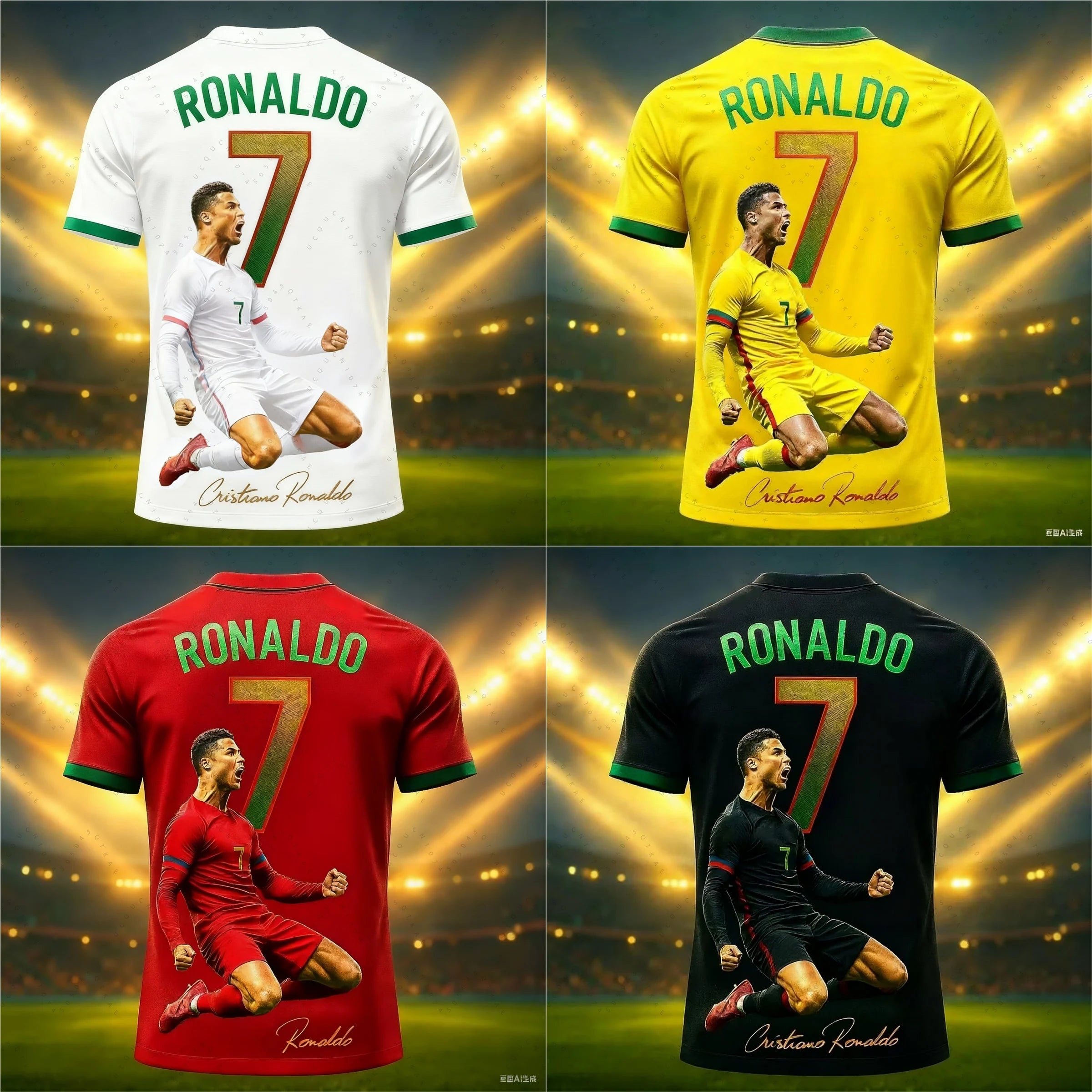 2026 Football Jersey 3D Printed NO.7 Ronaldo Boys Girls Training Women's Sports Breathable Short Sleeve Kids Men's T-shirt Tops
