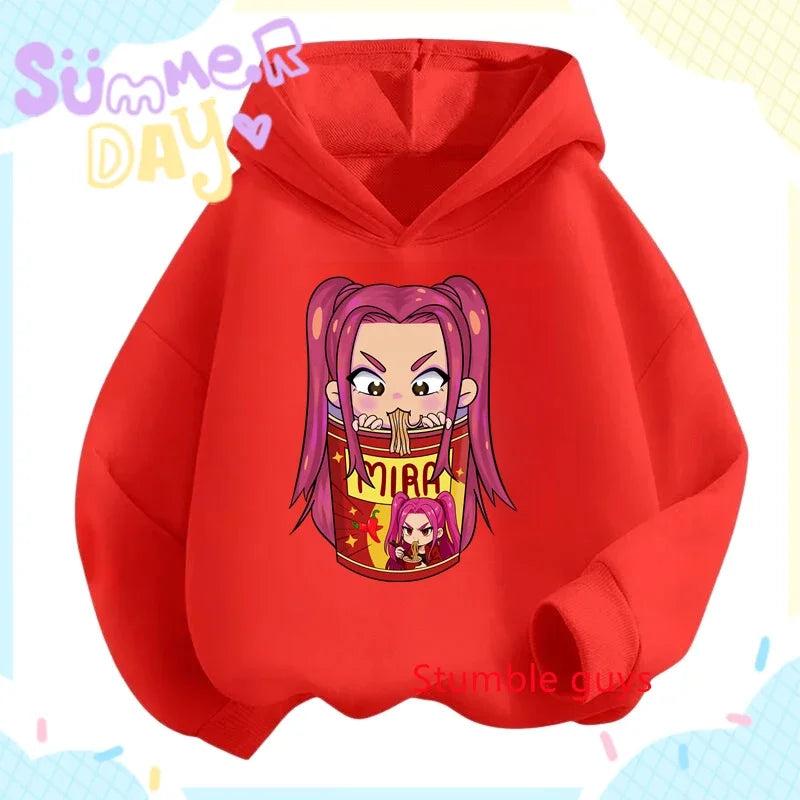 Kpop Demon Hunters Girls Hoodie Autumn Rumi Anime Soft Warm Daily Wear Sweet Print Boys Hooded Sweatshirt