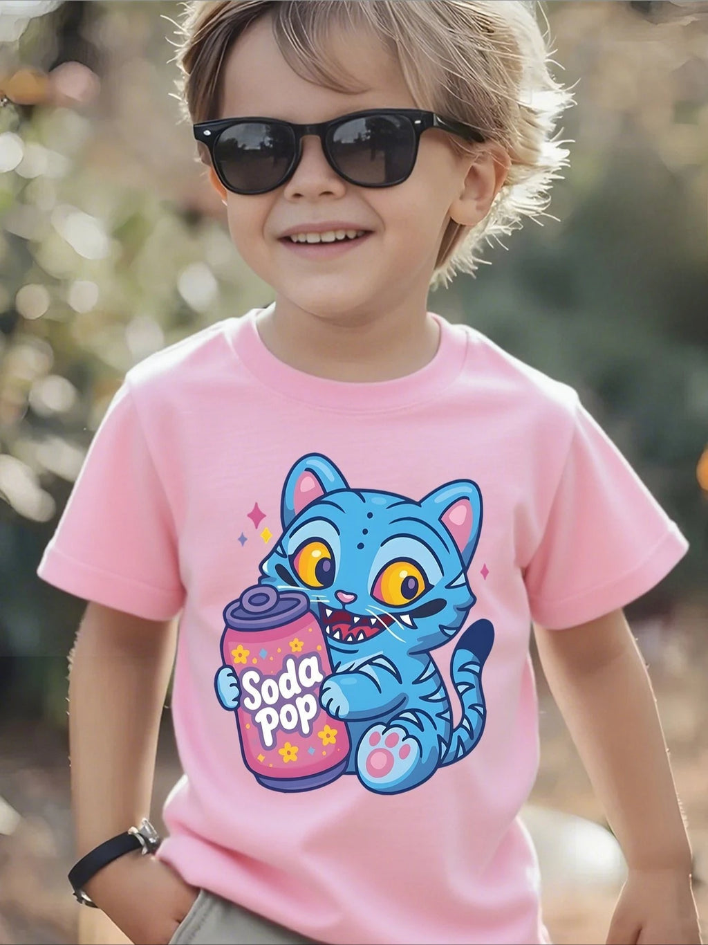 Boys' K-Pop Inspired Soda Pop Graphic T-Shirt Soft Breathable Comfortable Fabric Round Neck Short Sleeve T-Shirt Summer Tops