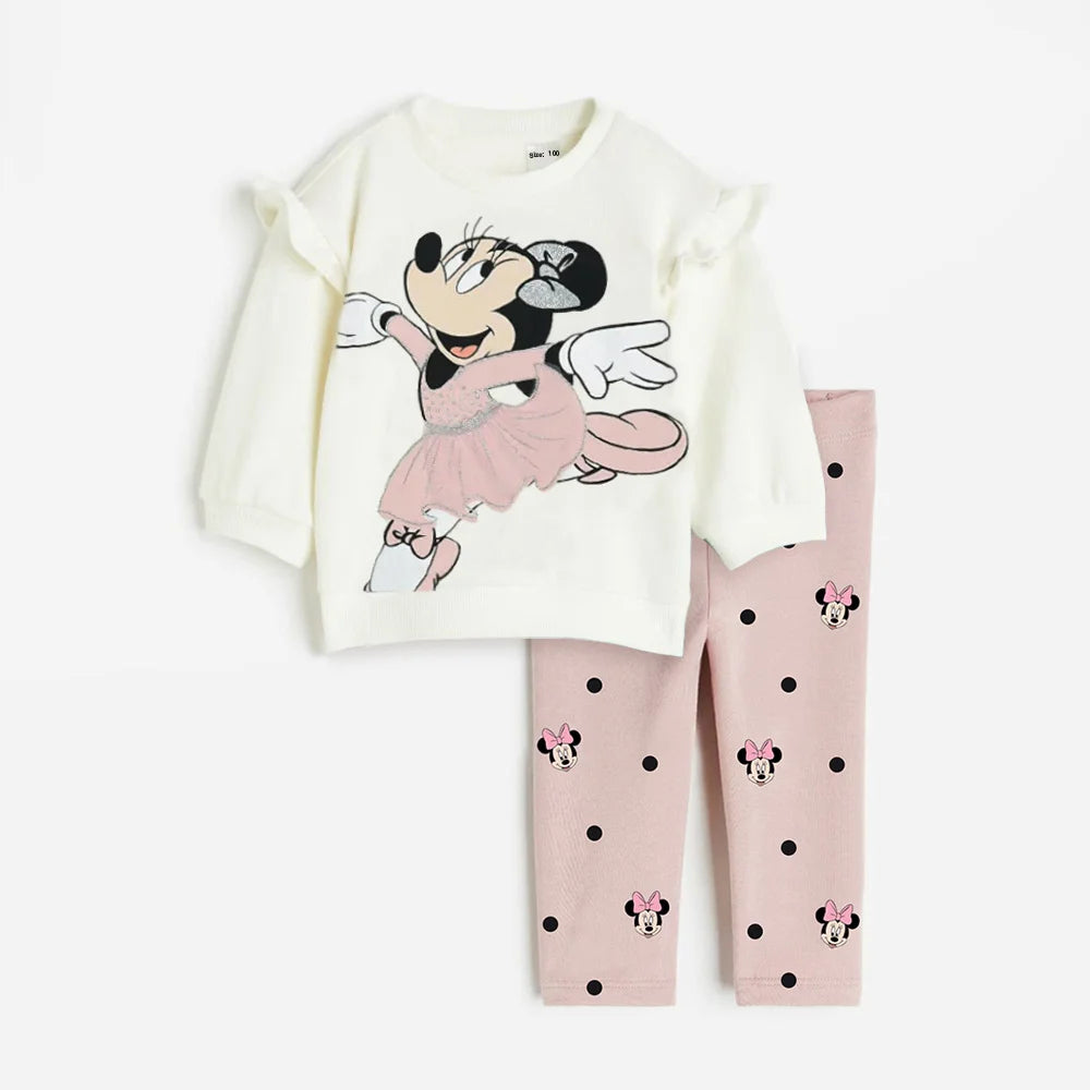 Cute Kids Girl Clothes Outfits Cartoon Printed Long Sleeve Sweatshirt + Leggings Cotton Toddler Girl Clothing for Spring Autumn