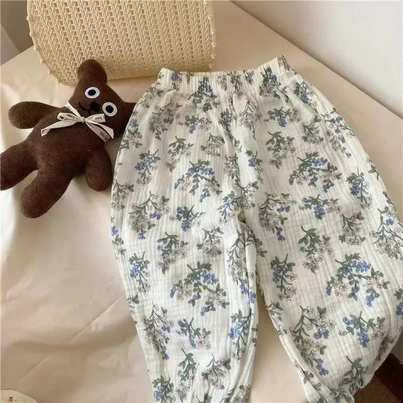Kids Pants Boy Girl Summer Linen Pleated Trousers Children Ankle-length Pants for Baby Boys Pants Casual Harem kids clothes