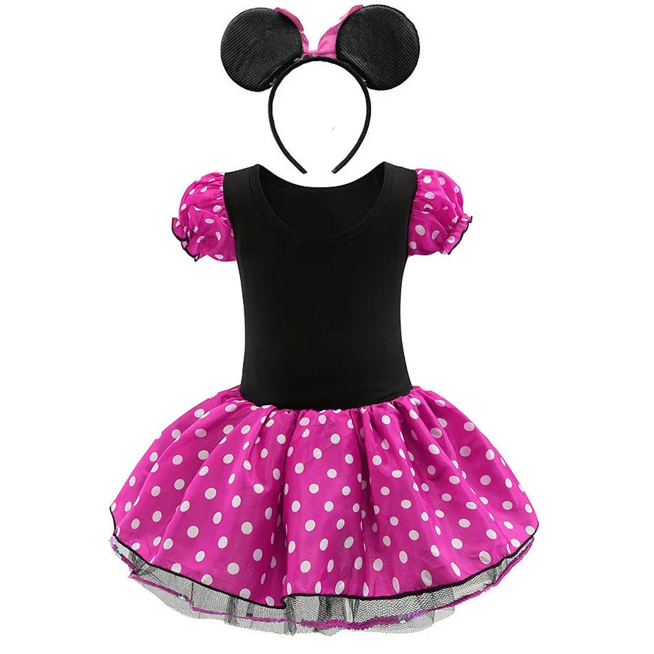 Baby Girls Ballet Tutu Dress Summer Kids Minnie Mickey Dress Dots Mouse Costume Children Christmas Birthday Party Clothes