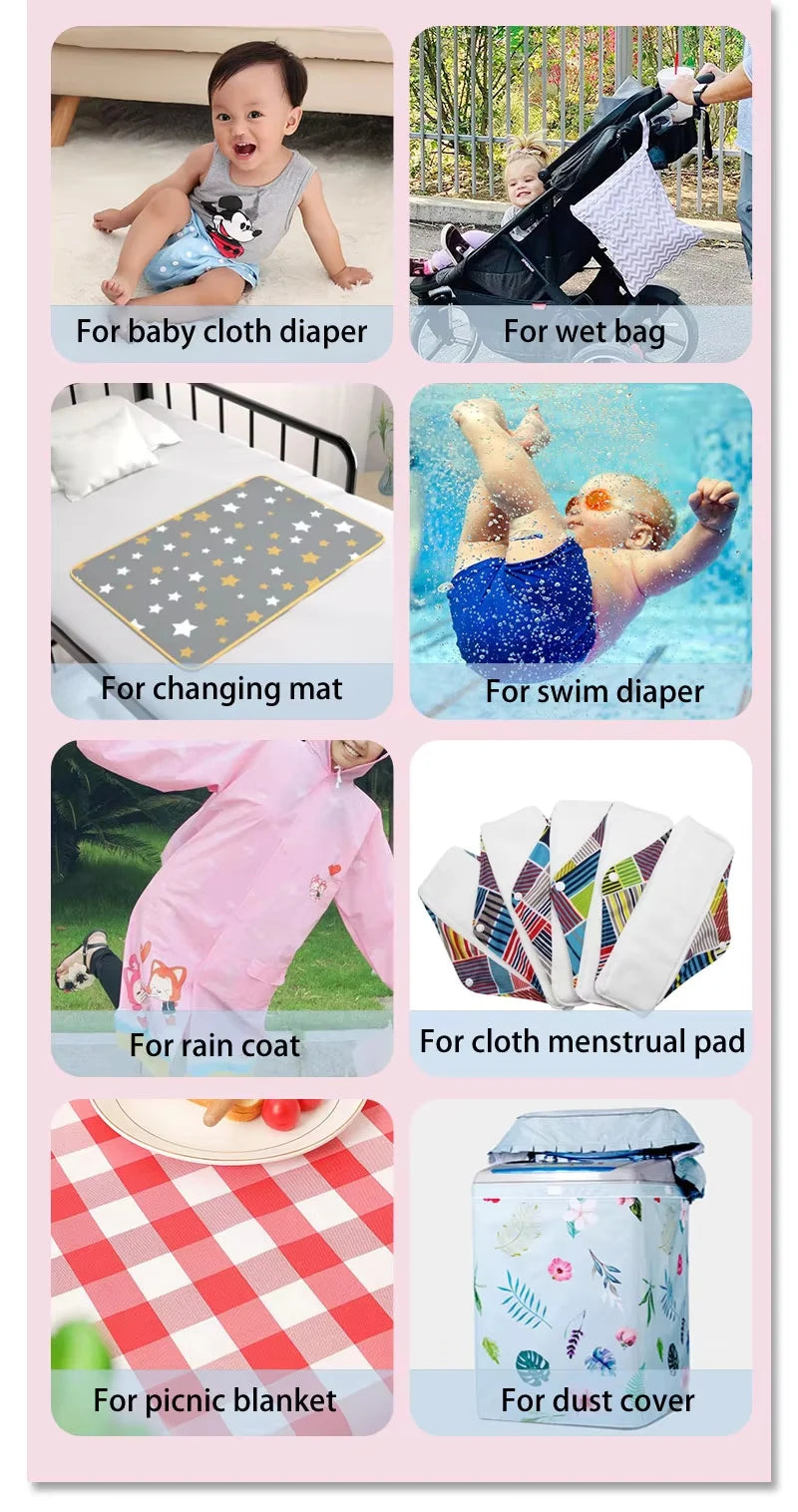 100X150CM Printed Fabric for Baby Diapers Waterproof Breathable TPU Laminated Fabric for DIY Storage Bag