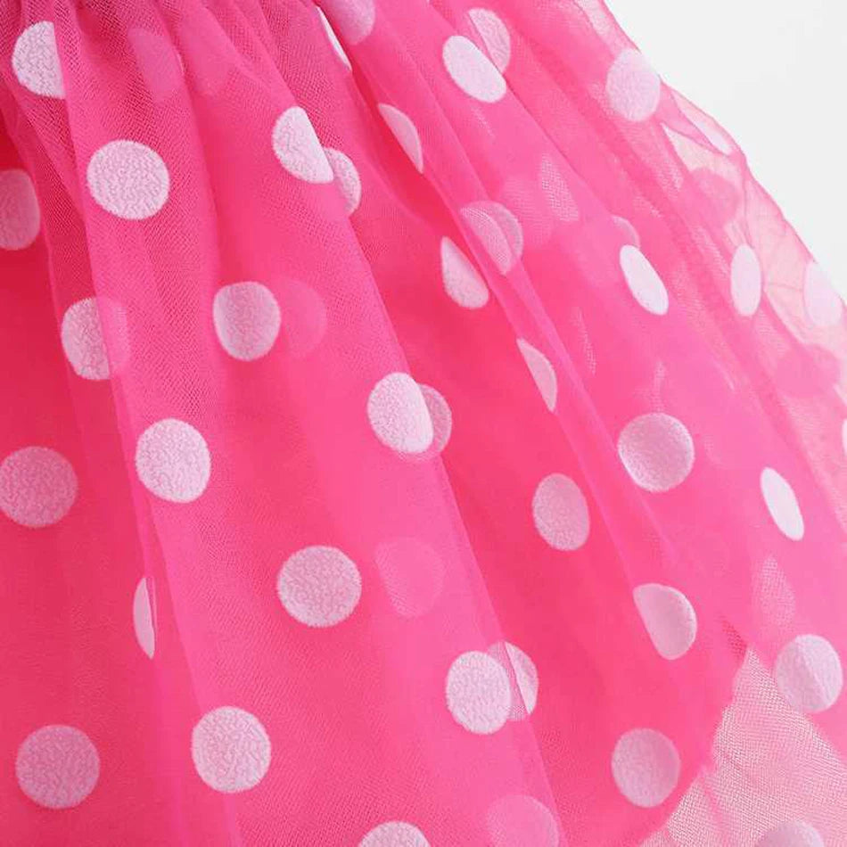 New Polka Dot Princess Dress for Baby Girls Minnie Mesh Bow Dress Birthday Party Gown Halloween Carnival Cosplay Costume