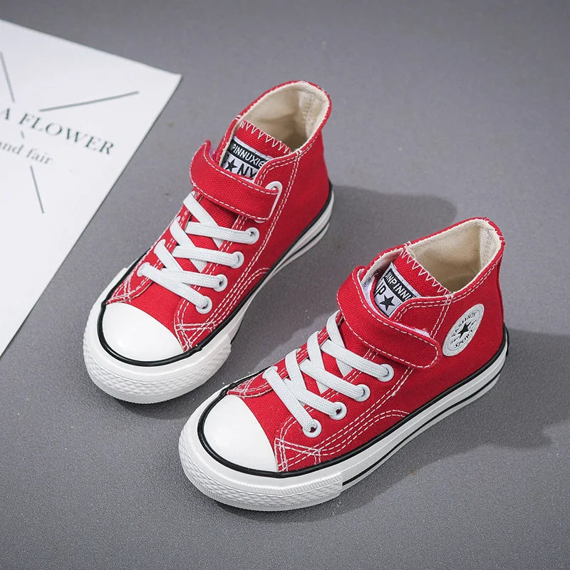 Canvas Shoes Student Casual New Children Hook and Loop Slip on Flat Board Shoes Kids Soft Bottom Non Slip Breathable Sneakers