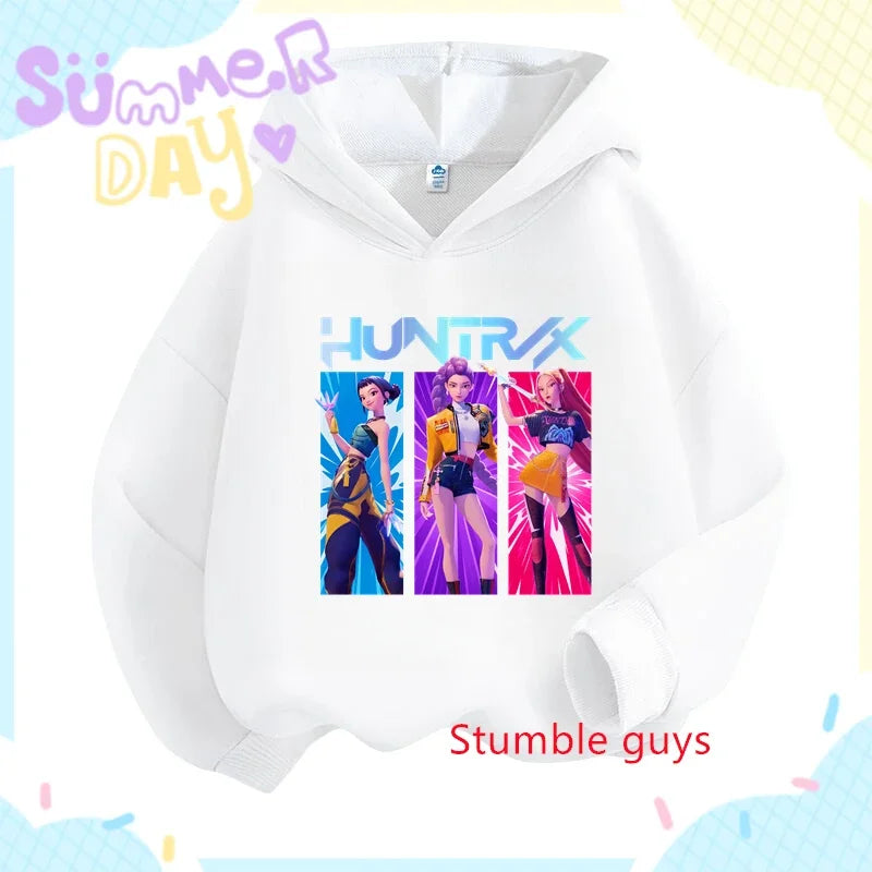 Kpop Demon Hunters Girls Hoodie Autumn Rumi Anime Soft Warm Daily Wear Sweet Print Boys Hooded Sweatshirt