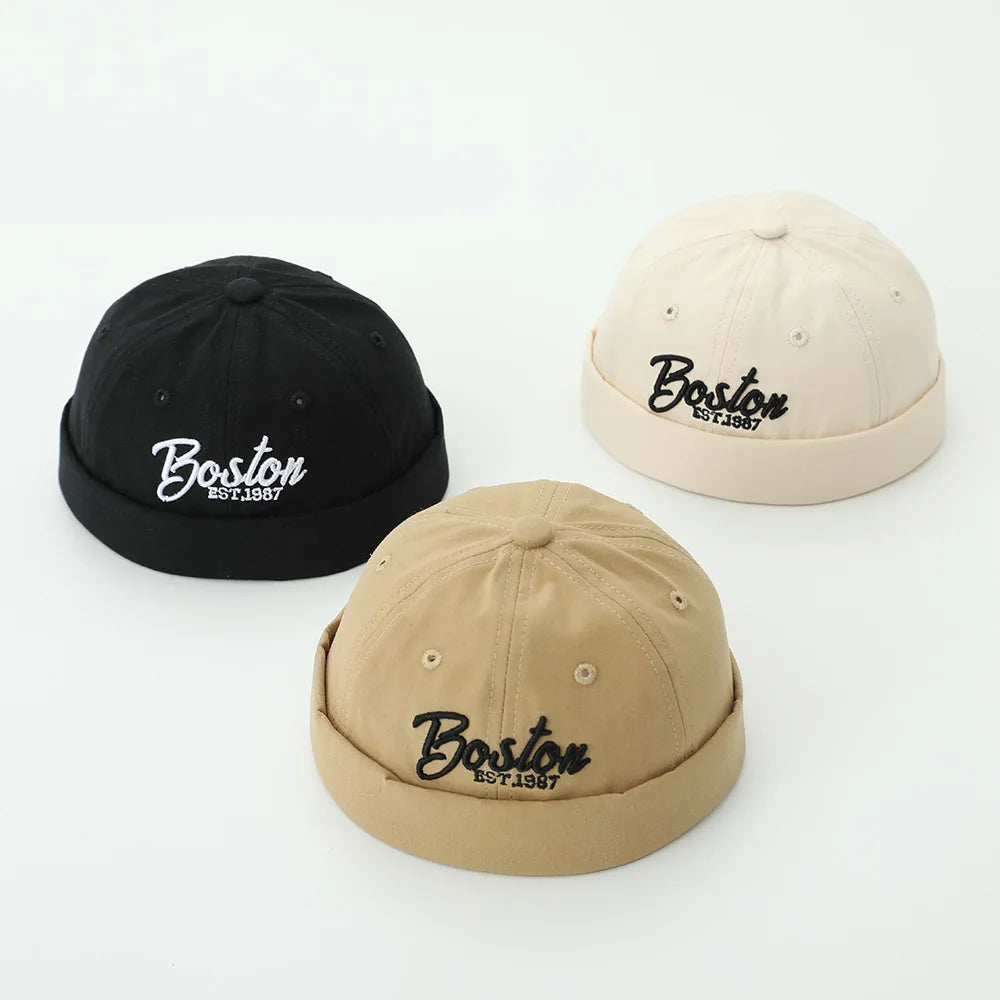 Solid Color Baby Dome Melon Cap Letter Embroidery Kids Cotton Brimless Hat Casual Boys Girls Hip Hop Docker Caps