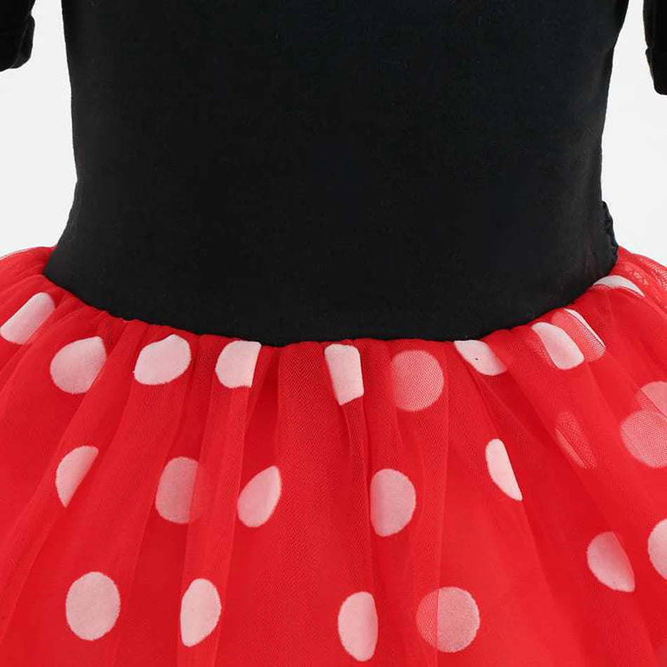New Polka Dot Princess Dress for Baby Girls Minnie Mesh Bow Dress Birthday Party Gown Halloween Carnival Cosplay Costume