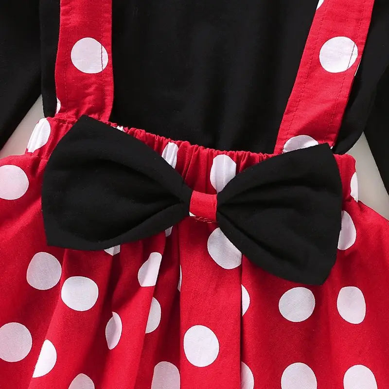 Girls' Dress Adorable Polka Dot Bow Long-Sleeve Baby Girl Dress Sweet Princess Birthday Party Baby Dress Baby Girl Clothing
