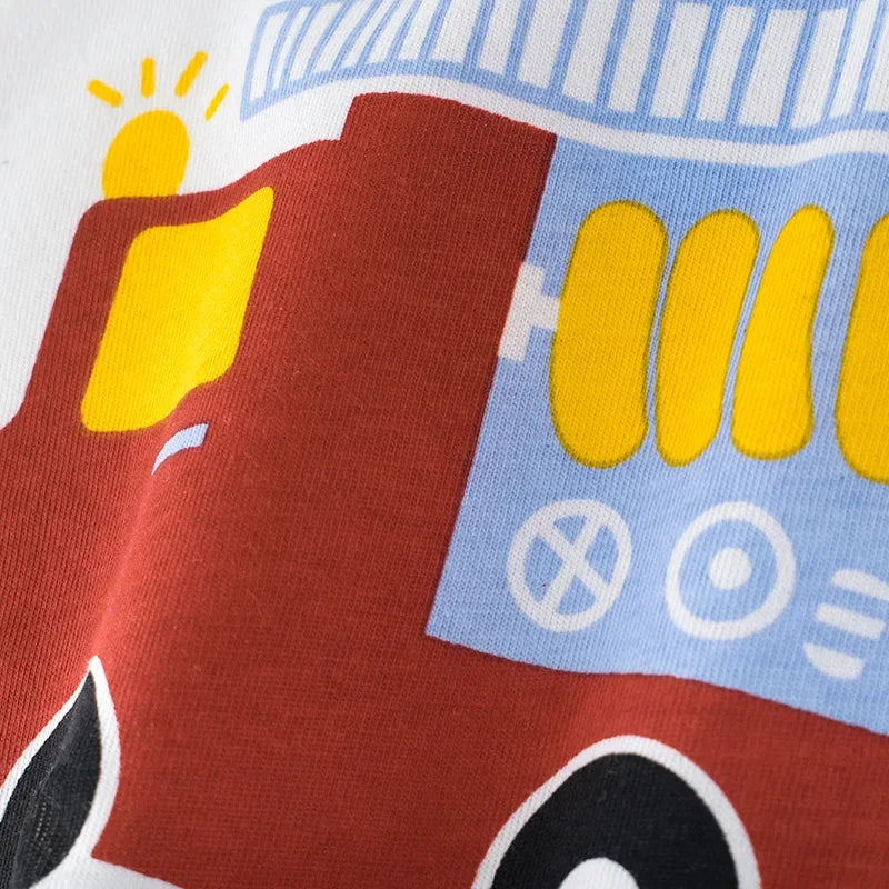 2-9 Y Boys T-Shirts Cartoon Animals Baby Kids Tees Children Cotton Short Sleeves Summer Tops Car Dinosaur Shark Printing