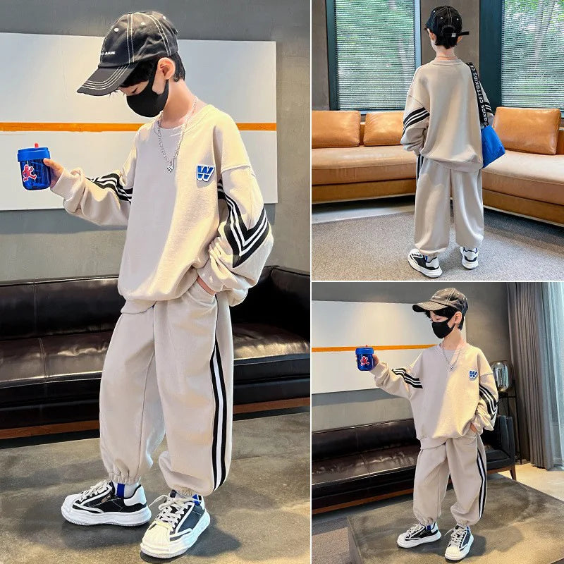 Boys Sportswear Sets 2025 New Fashion Kids Suits Spring Autumn Children Casual Pullovers Outfits Teenager Sports Top+Pants 2Pcs
