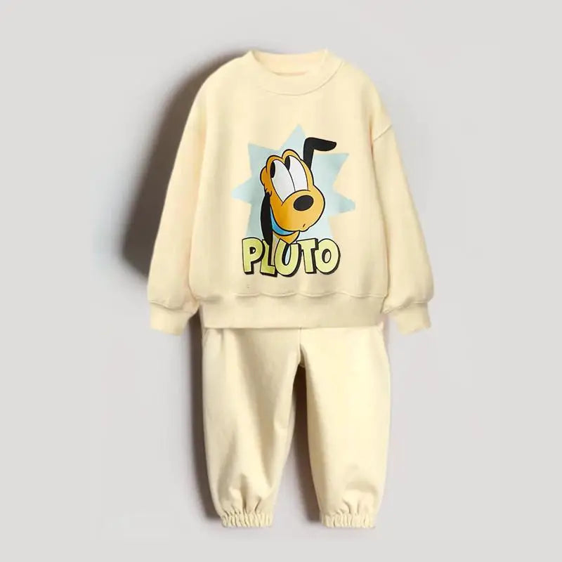 Pluto Sweatshirts Solid Color Pants 2Piece/Set Autumn Clothing Outer Wear Toddler New Cartoon Printed Hoodies Loose Trousers