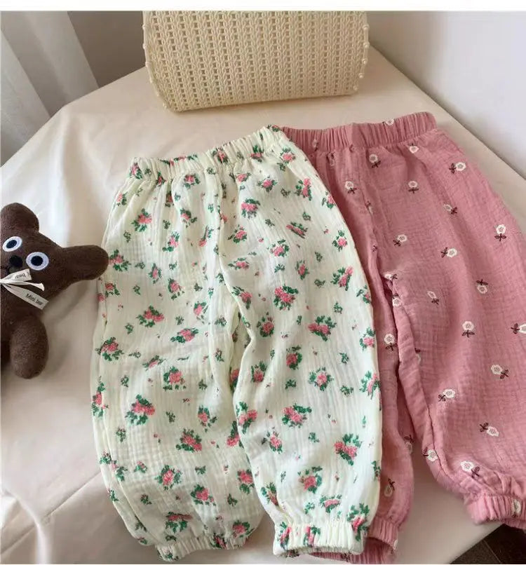 Kids Pants Boy Girl Summer Linen Pleated Trousers Children Ankle-length Pants for Baby Boys Pants Casual Harem kids clothes
