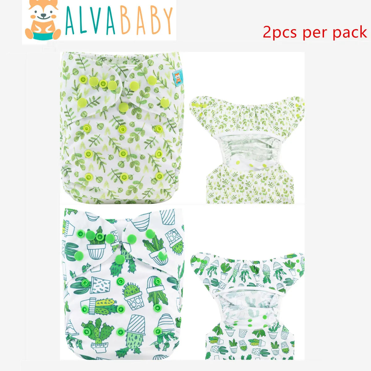 2pcs Eco-friendly Baby Cloth Diaper Cover Waterproof Cover Nappies Reusable Washable Adjustable Nappy Cover for Baby 3-15kg