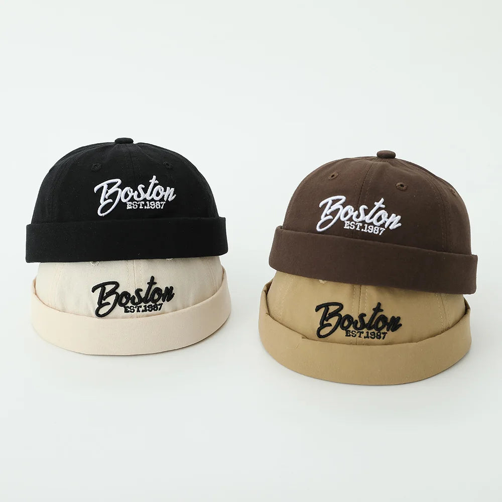 Solid Color Baby Dome Melon Cap Letter Embroidery Kids Cotton Brimless Hat Casual Boys Girls Hip Hop Docker Caps
