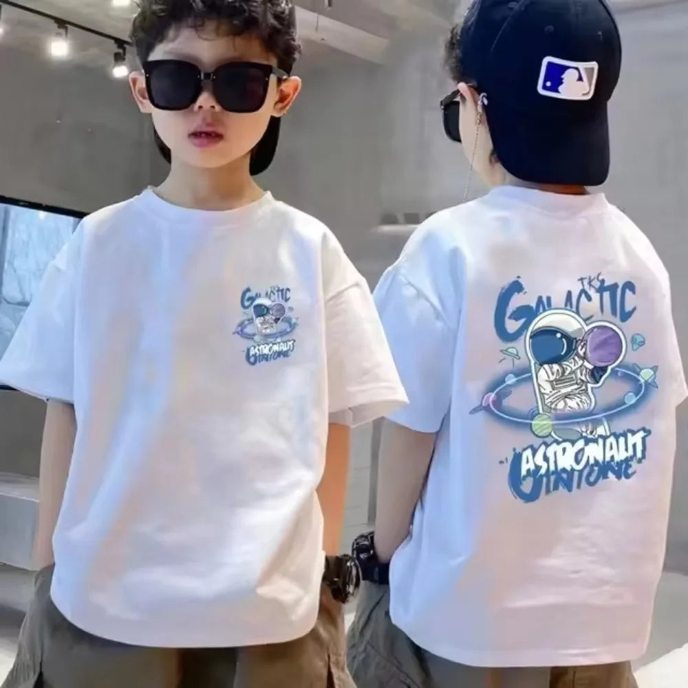 100% Cotton Kids T-shirt Summer Streetwear Cool Graffiti Print Boys Girls Short Sleeve Children Tops High Quality