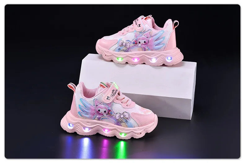 2026 Summer Sanrio Kuromi Child Casual Shoes New Style Led Light Sneakers   Kids Anti-Slip Running Shoes