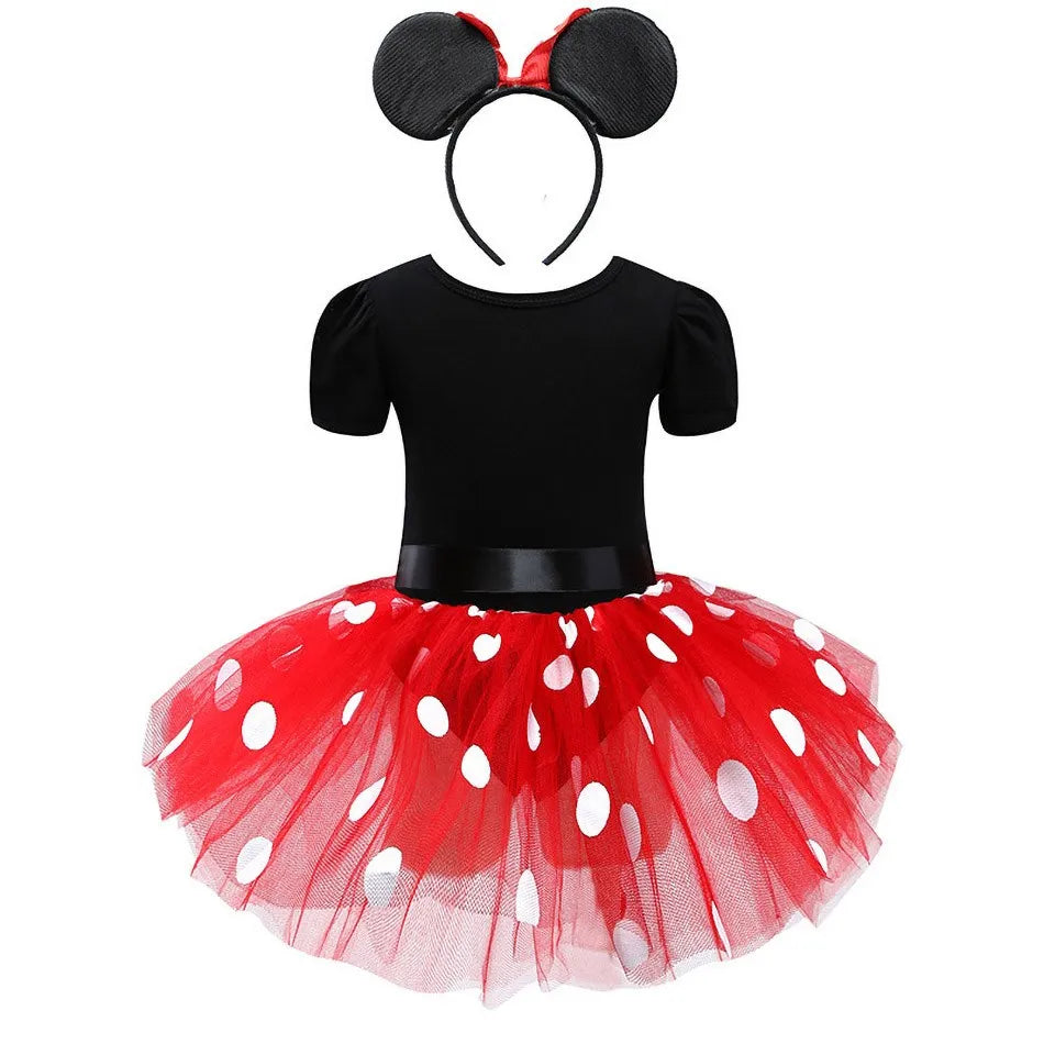 Baby Girls Ballet Tutu Dress Summer Kids Minnie Mickey Dress Dots Mouse Costume Children Christmas Birthday Party Clothes
