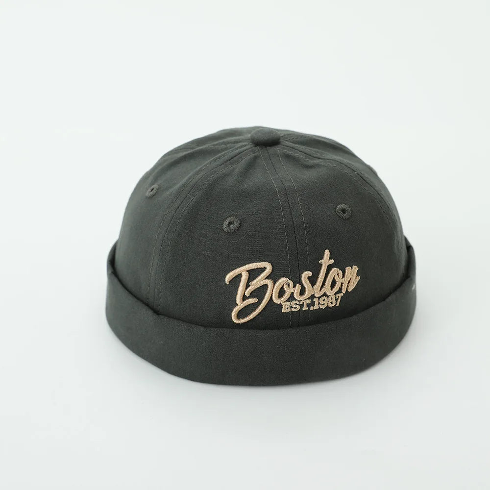 Solid Color Baby Dome Melon Cap Letter Embroidery Kids Cotton Brimless Hat Casual Boys Girls Hip Hop Docker Caps