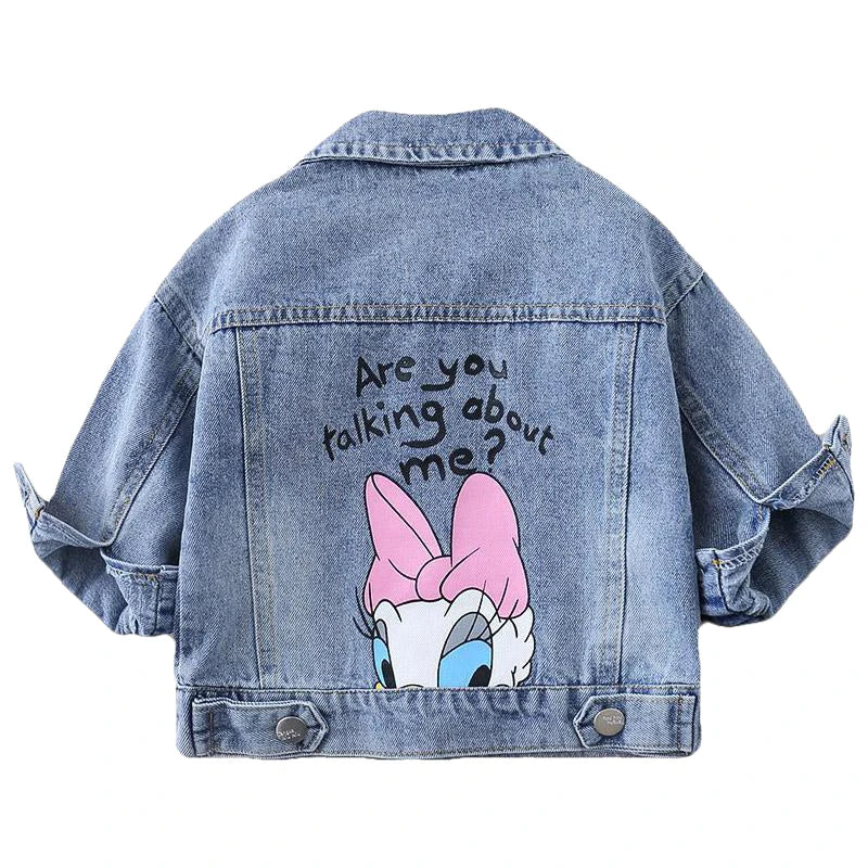 Baby Girls Denim Jacket 2026 Spring Autumn Toddler Daisy Duck Cartoon Lapel Single-Breasted Coat Kids Costume Casual Outerwear