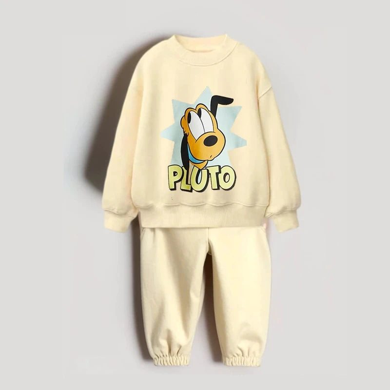 Pluto Sweatshirts Solid Color Pants 2Piece/Set Autumn Clothing Outer Wear Toddler New Cartoon Printed Hoodies Loose Trousers