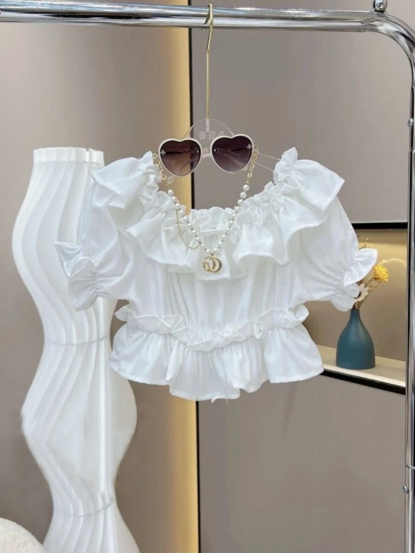 Girls Fashion Set – Ruffle Sleeve Top & High-Waisted Denim Skirt, Includes Belt, Cute Summer Outfit for Kids
