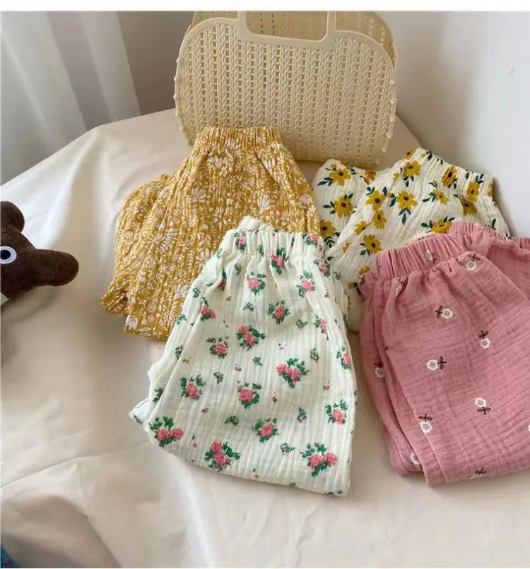 Kids Pants Boy Girl Summer Linen Pleated Trousers Children Ankle-length Pants for Baby Boys Pants Casual Harem kids clothes
