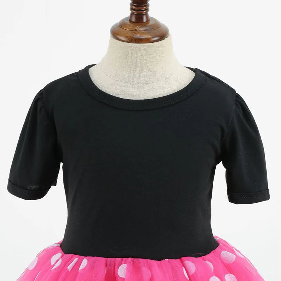 New Polka Dot Princess Dress for Baby Girls Minnie Mesh Bow Dress Birthday Party Gown Halloween Carnival Cosplay Costume